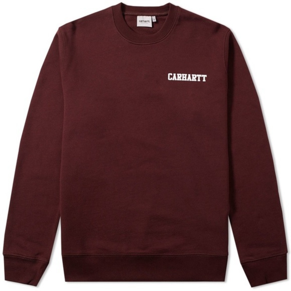 Carhartt WIP College Script Sweatshirt XL Burgundy Cotton Crewneck Pullover